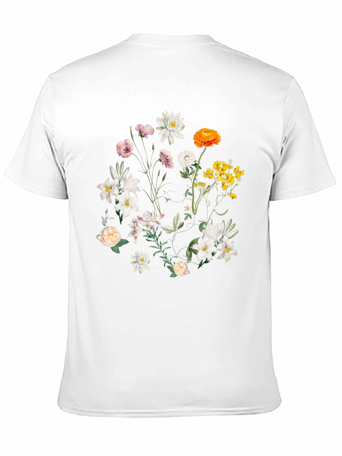 Floral Print T-Shirt - Botanical Black Tee
