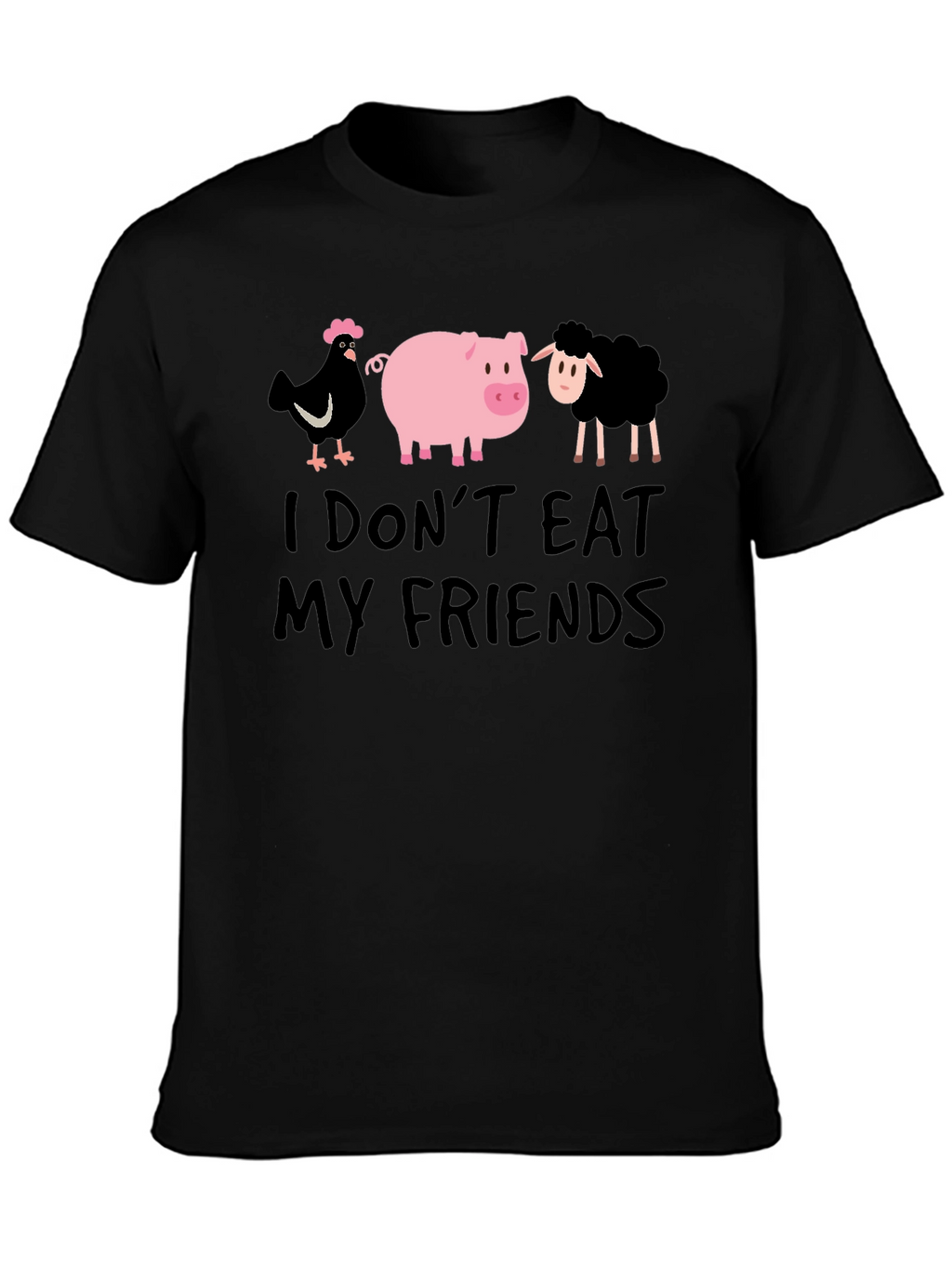 Vegan T-Shirt: I Dont Eat My Friends - Black