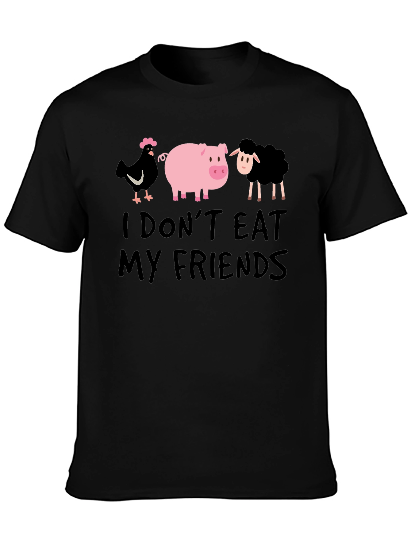 Vegan T-Shirt: I Dont Eat My Friends - Black