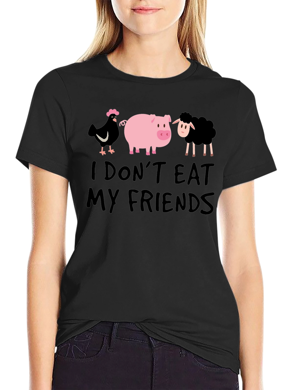 Vegan T-Shirt: I Dont Eat My Friends - Black