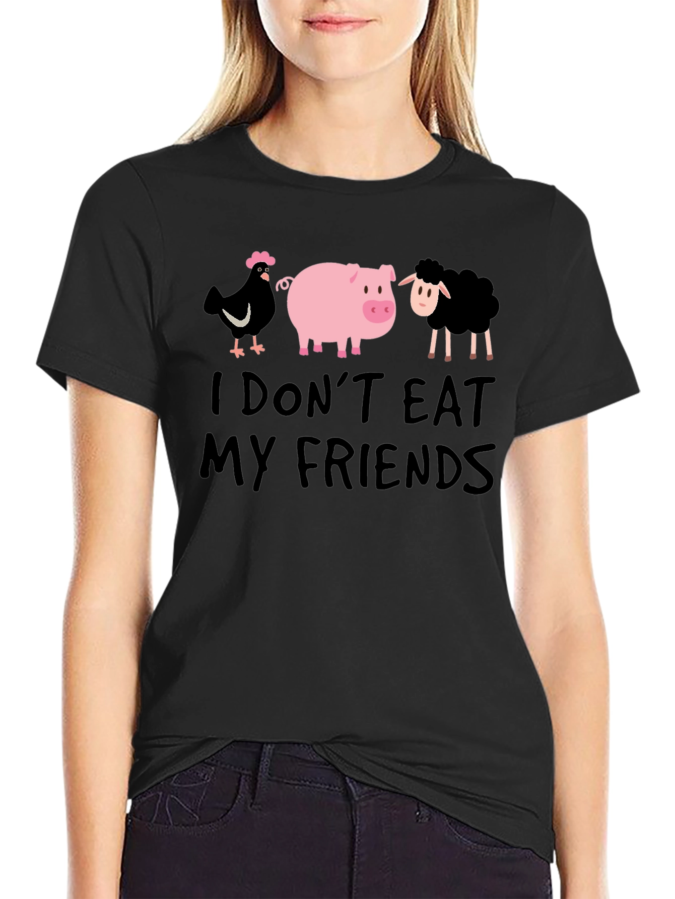 Vegan T-Shirt: I Dont Eat My Friends - Black