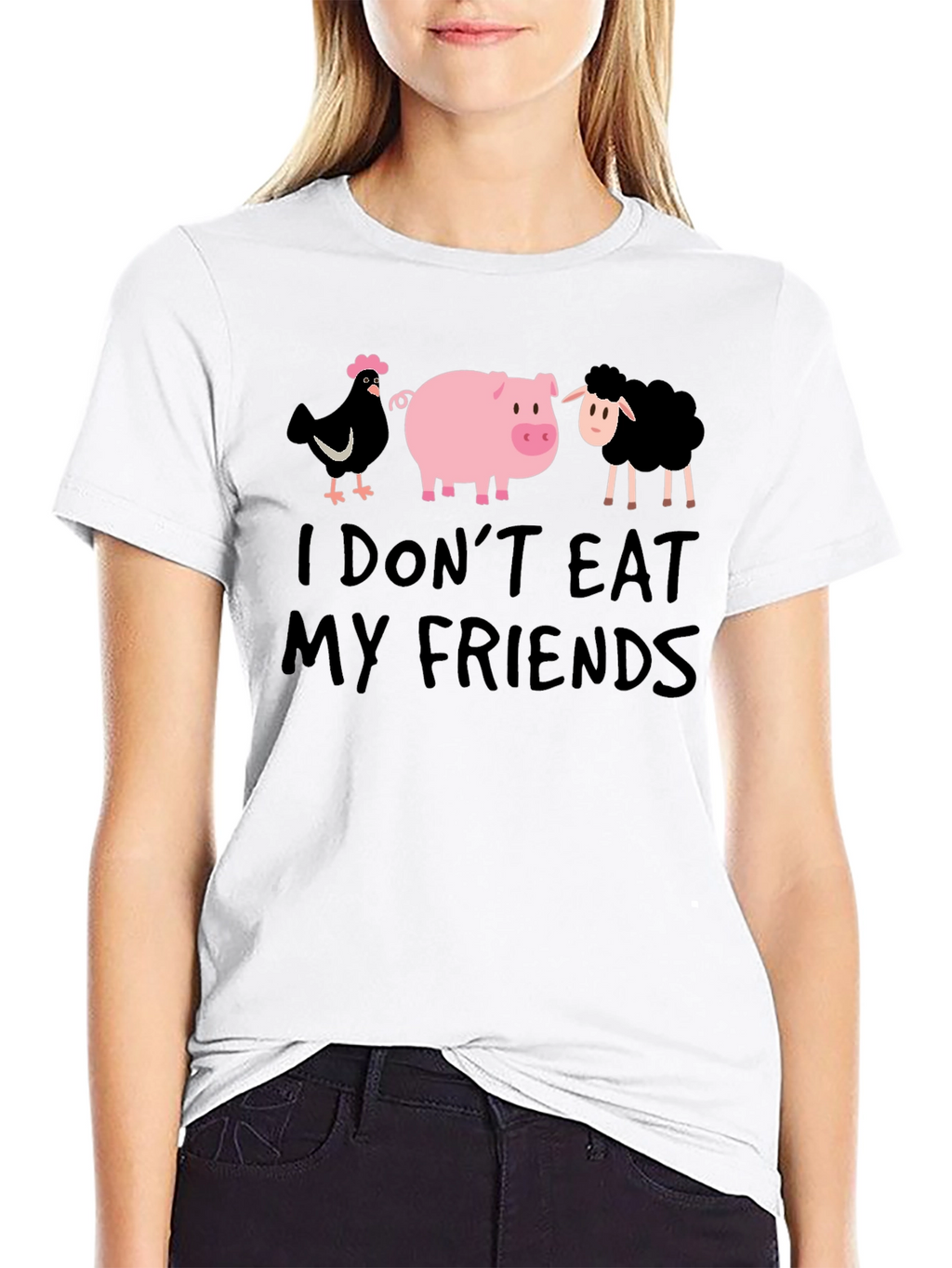 Vegan T-Shirt: I Dont Eat My Friends - Black