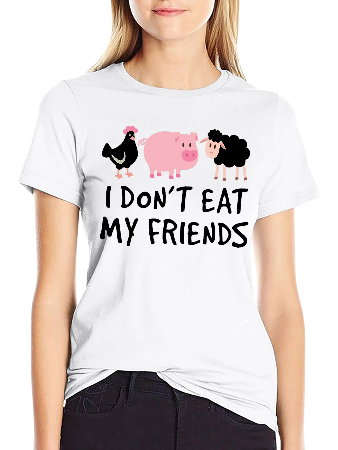 Vegan T-Shirt: I Dont Eat My Friends - Black