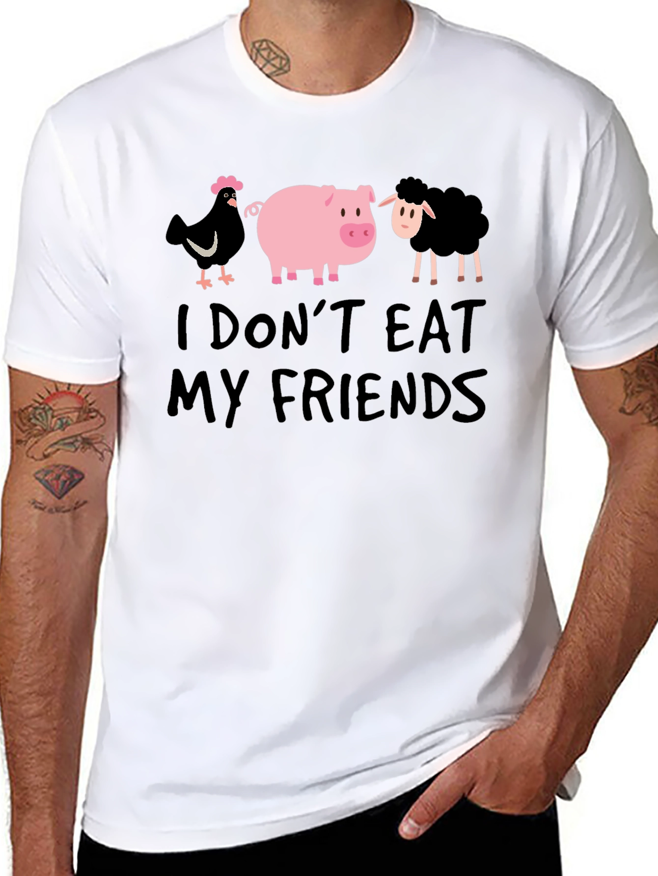 Vegan T-Shirt: I Dont Eat My Friends - Black