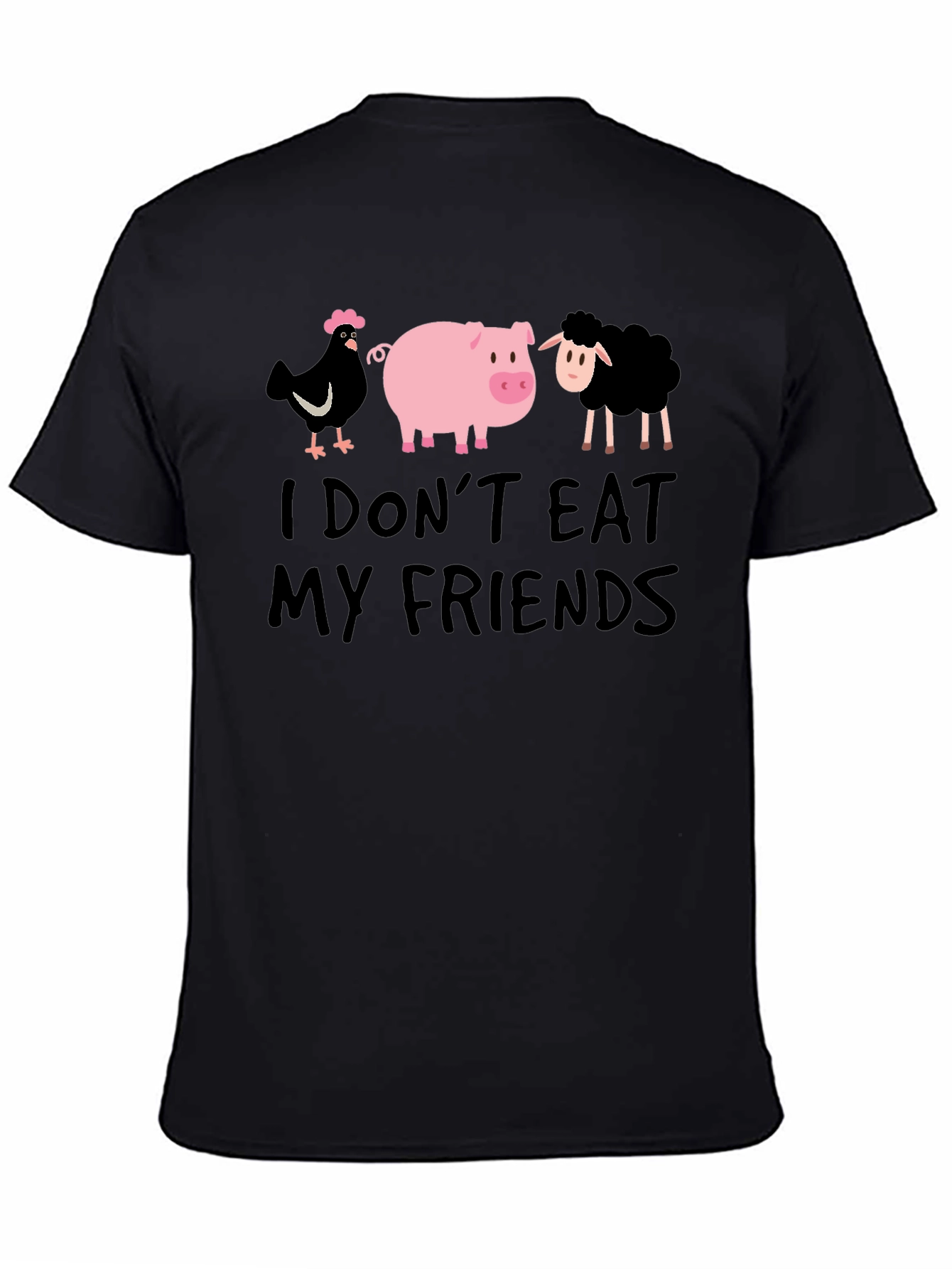 Vegan T-Shirt: I Dont Eat My Friends - Black