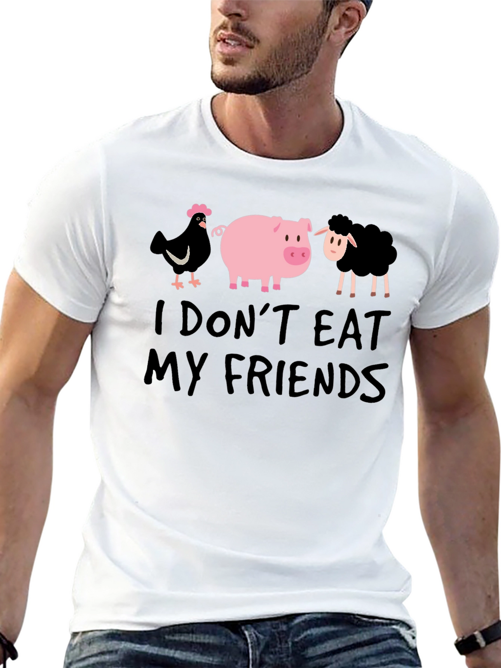 Vegan T-Shirt: I Dont Eat My Friends - Black