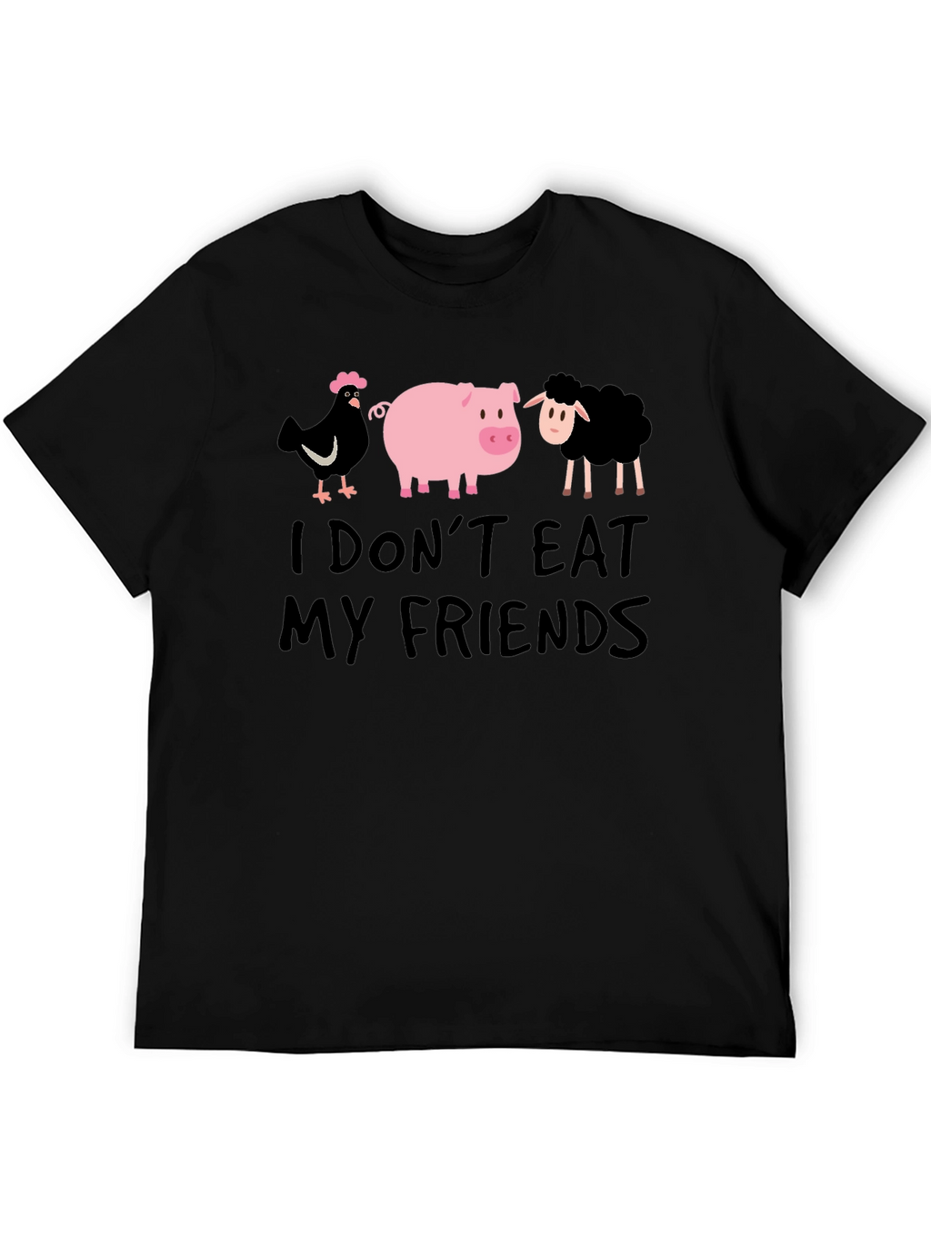 Vegan T-Shirt: I Dont Eat My Friends - Black