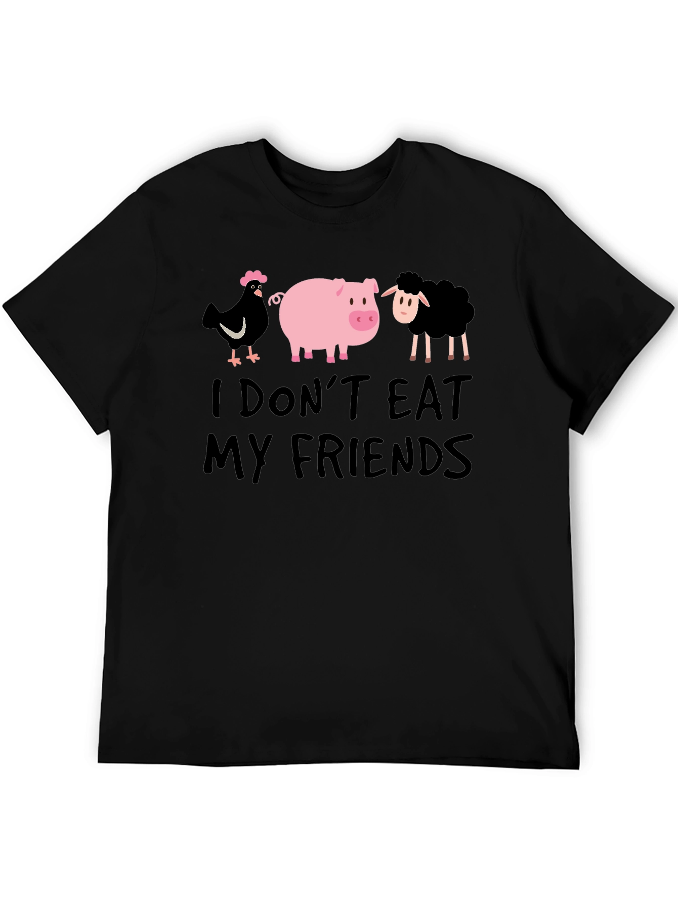 Vegan T-Shirt: I Dont Eat My Friends - Black