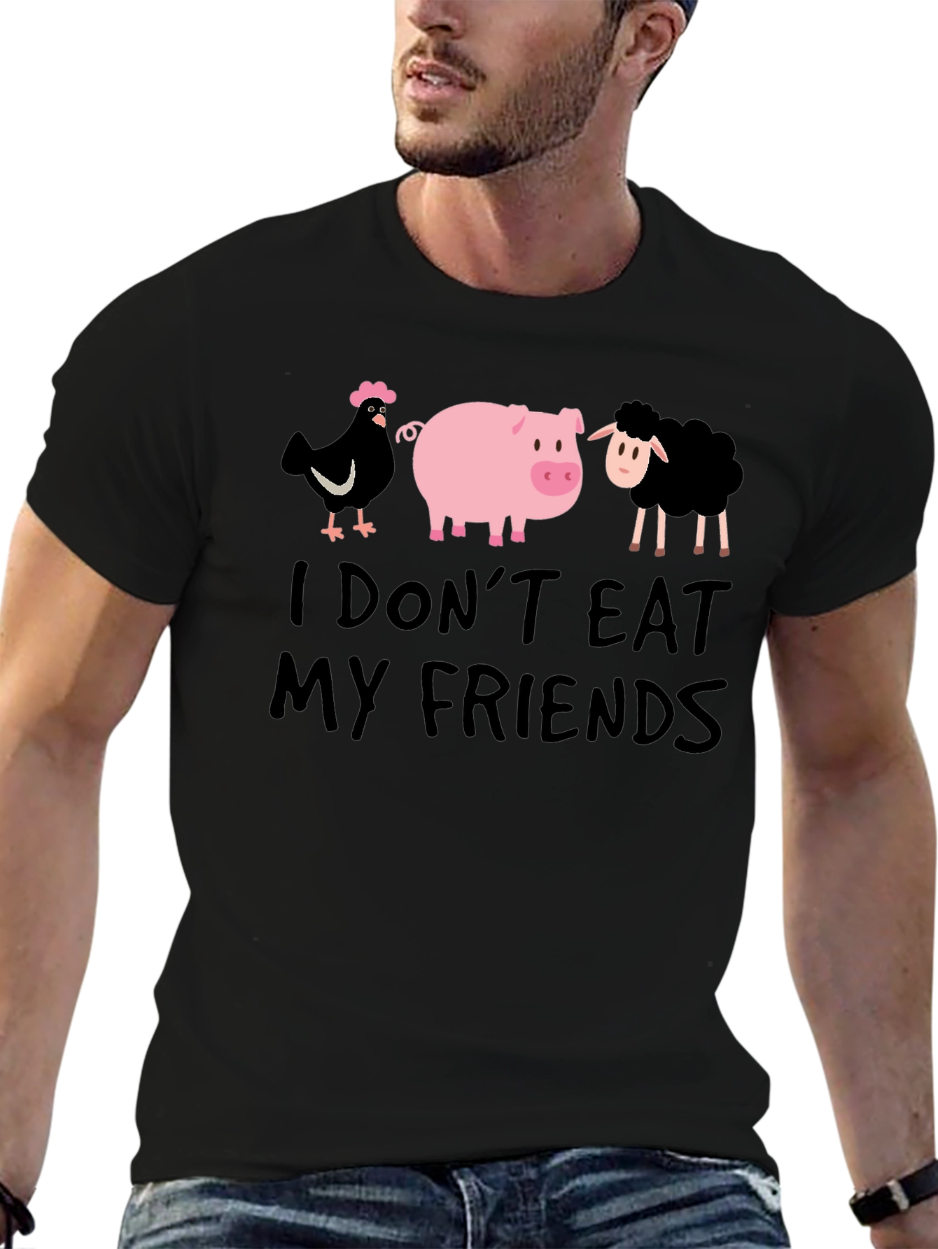 Vegan T-Shirt: I Dont Eat My Friends - Black