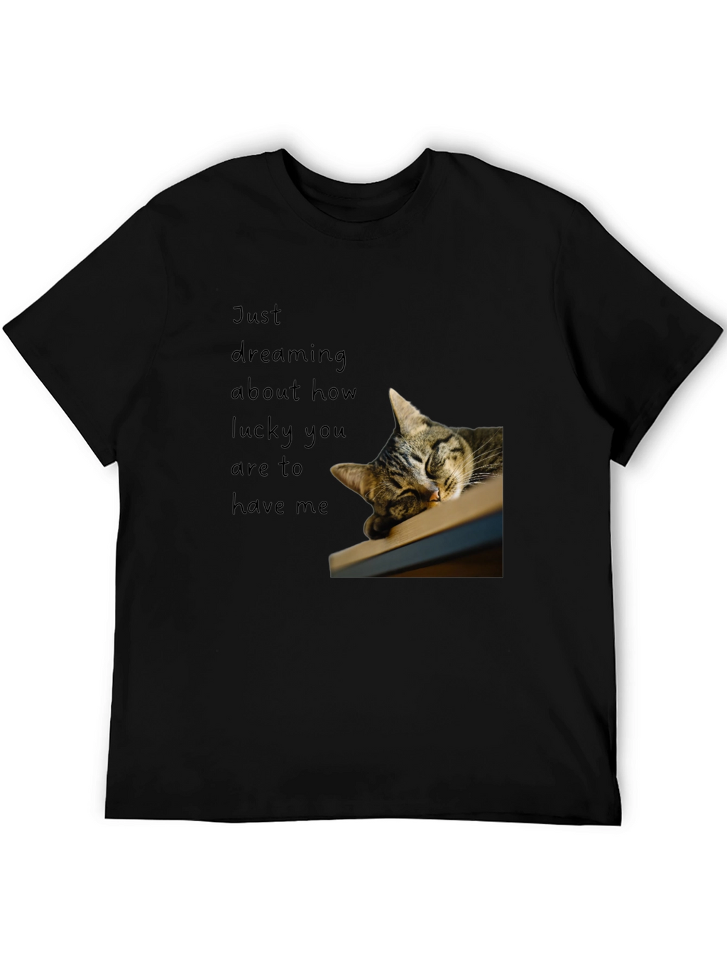 Dreaming Cat Graphic T-Shirt - Black