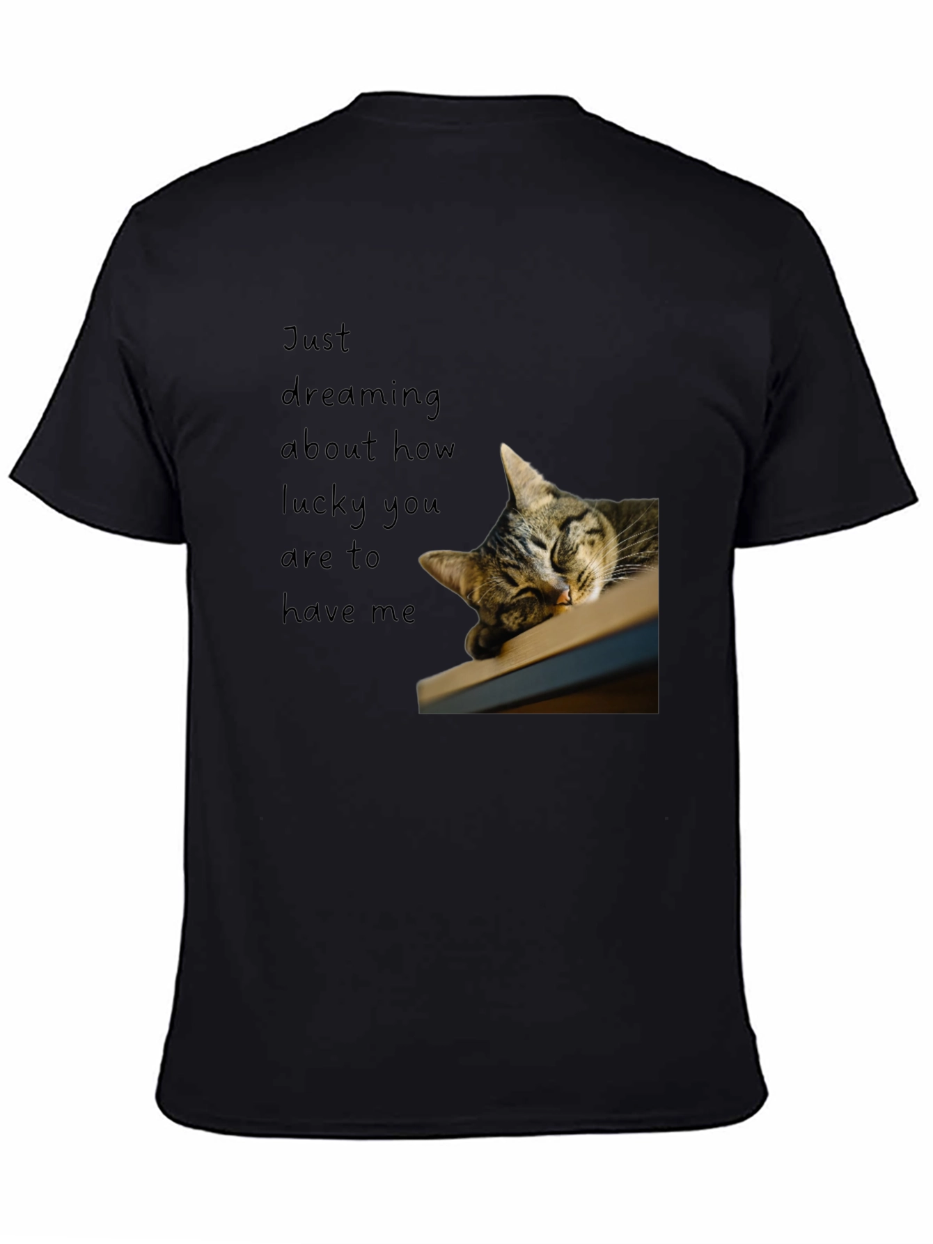 Dreaming Cat Graphic T-Shirt - Black