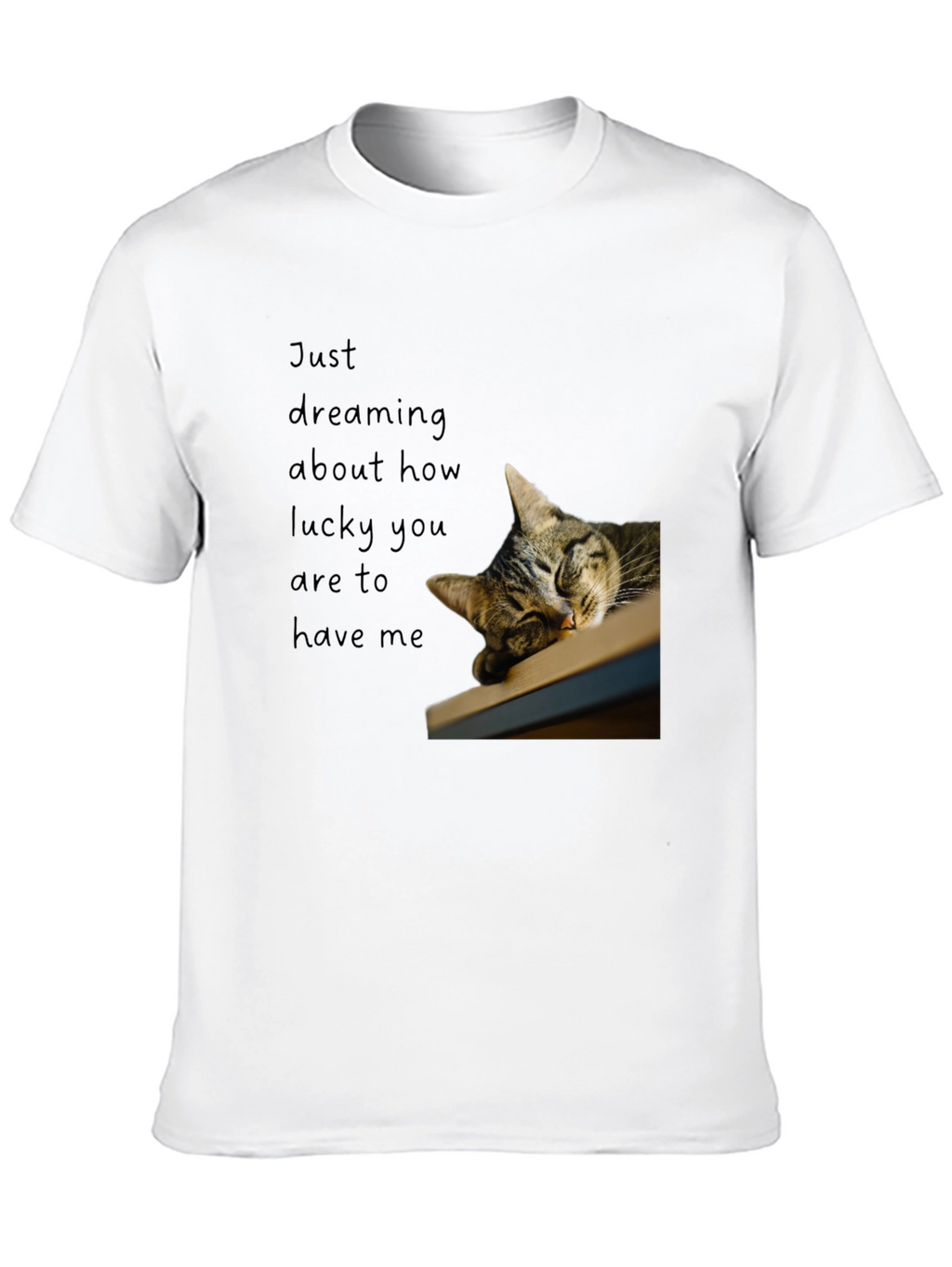 Dreaming Cat Graphic T-Shirt - Black