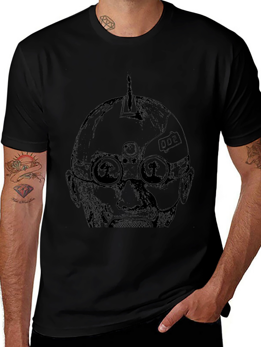 Tech Head Graphic Tee - Mens Black T-Shirt