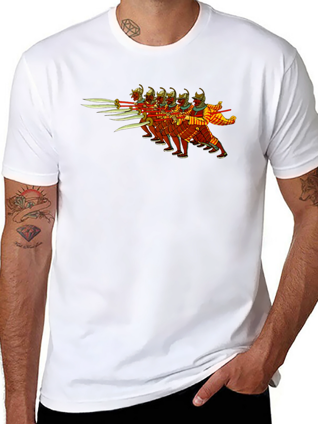 Ancient Warriors Graphic Tee - Black Cotton T-Shirt