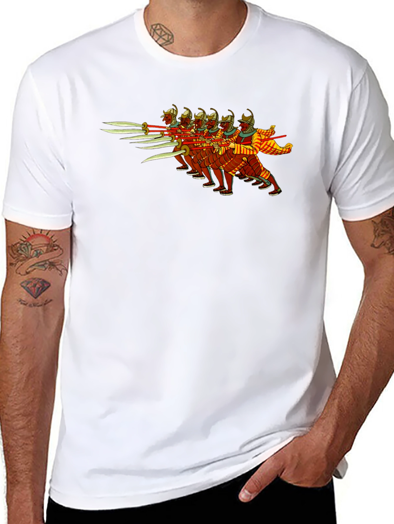 Ancient Warriors Graphic Tee - Black Cotton T-Shirt