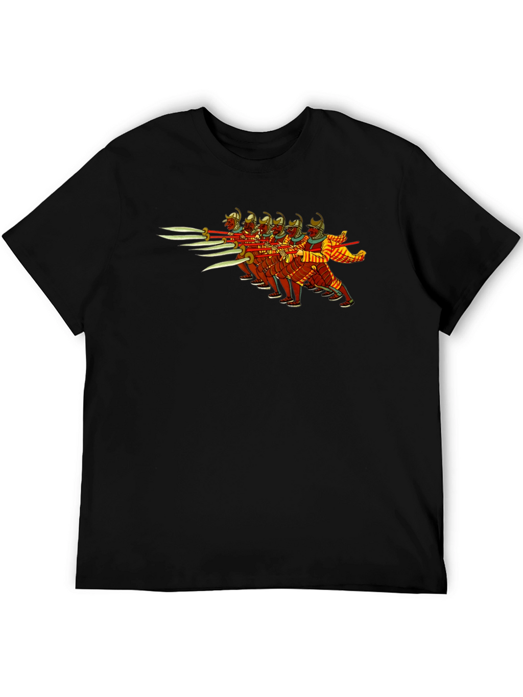 Ancient Warriors Graphic Tee - Black Cotton T-Shirt