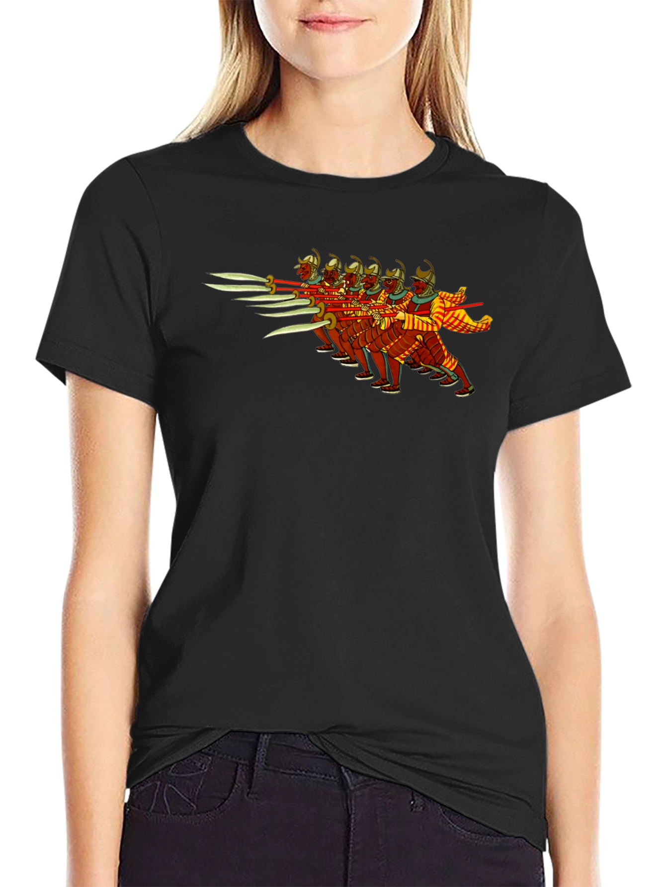 Ancient Warriors Graphic Tee - Black Cotton T-Shirt