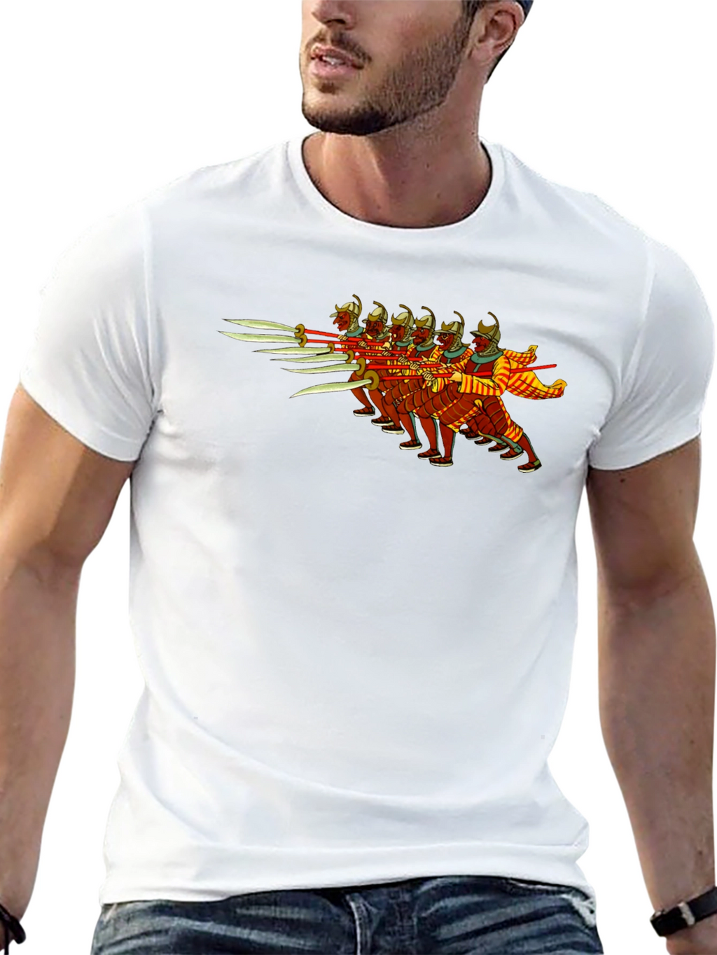 Ancient Warriors Graphic Tee - Black Cotton T-Shirt
