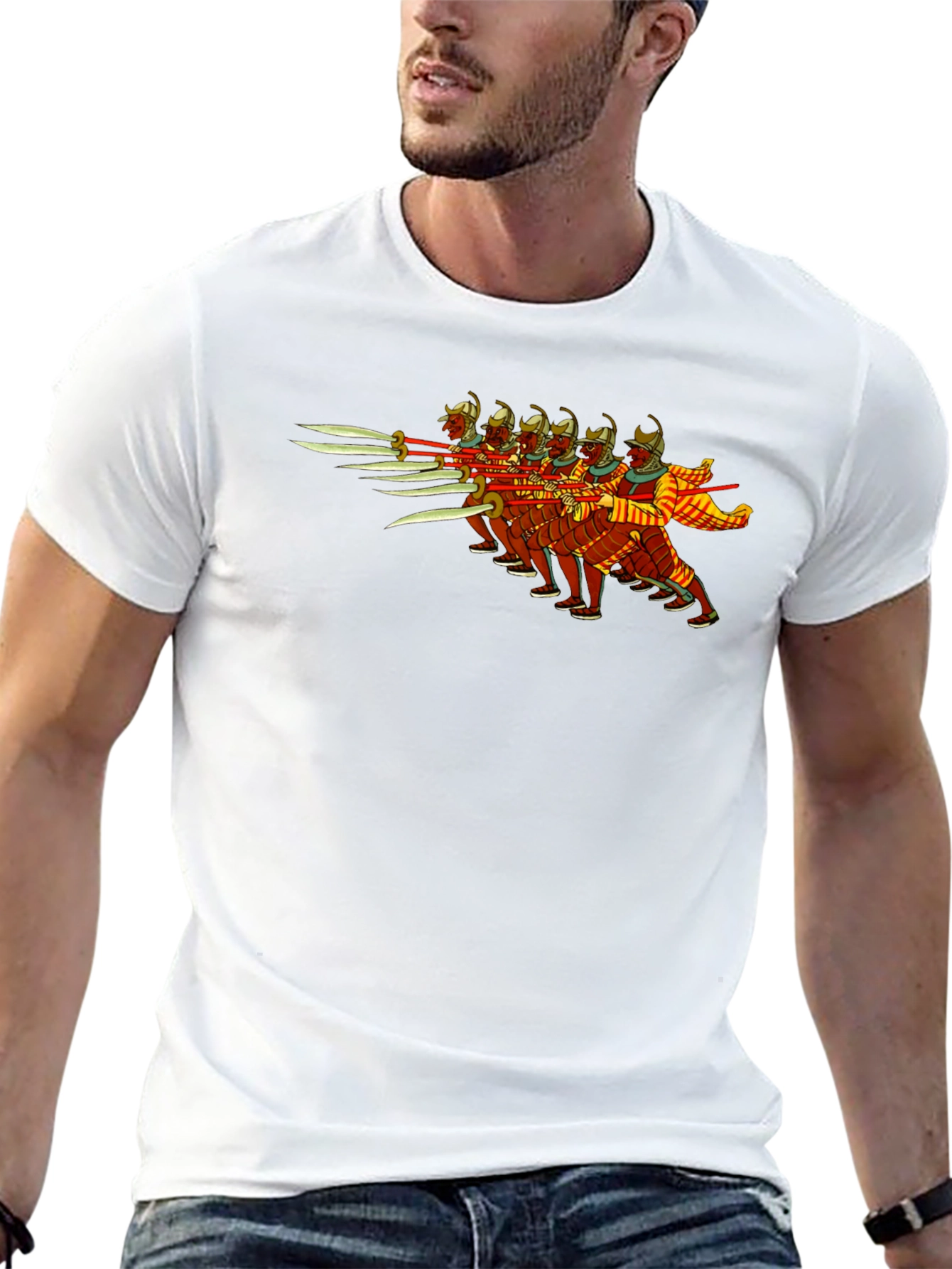 Ancient Warriors Graphic Tee - Black Cotton T-Shirt