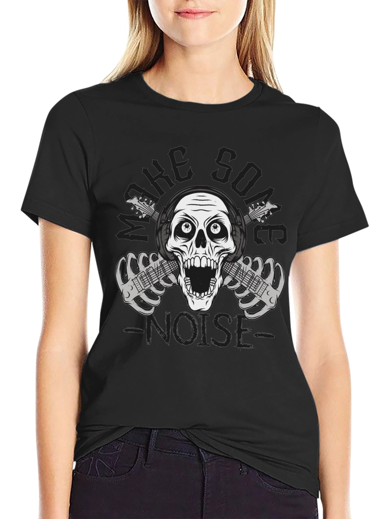 Rock On T-Shirt - Skull & Guitars Graphic Tee
