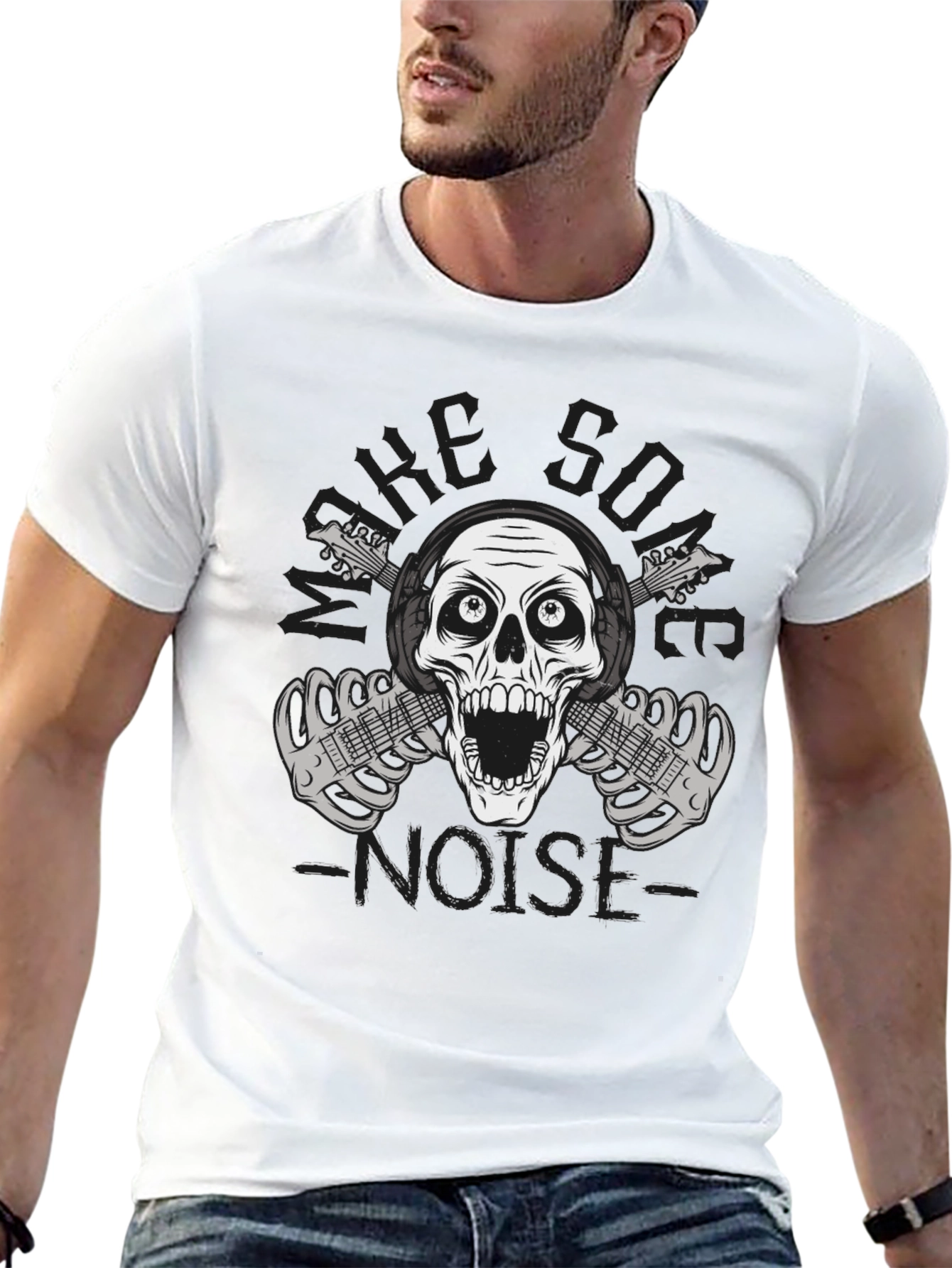 Rock On T-Shirt - Skull & Guitars Graphic Tee