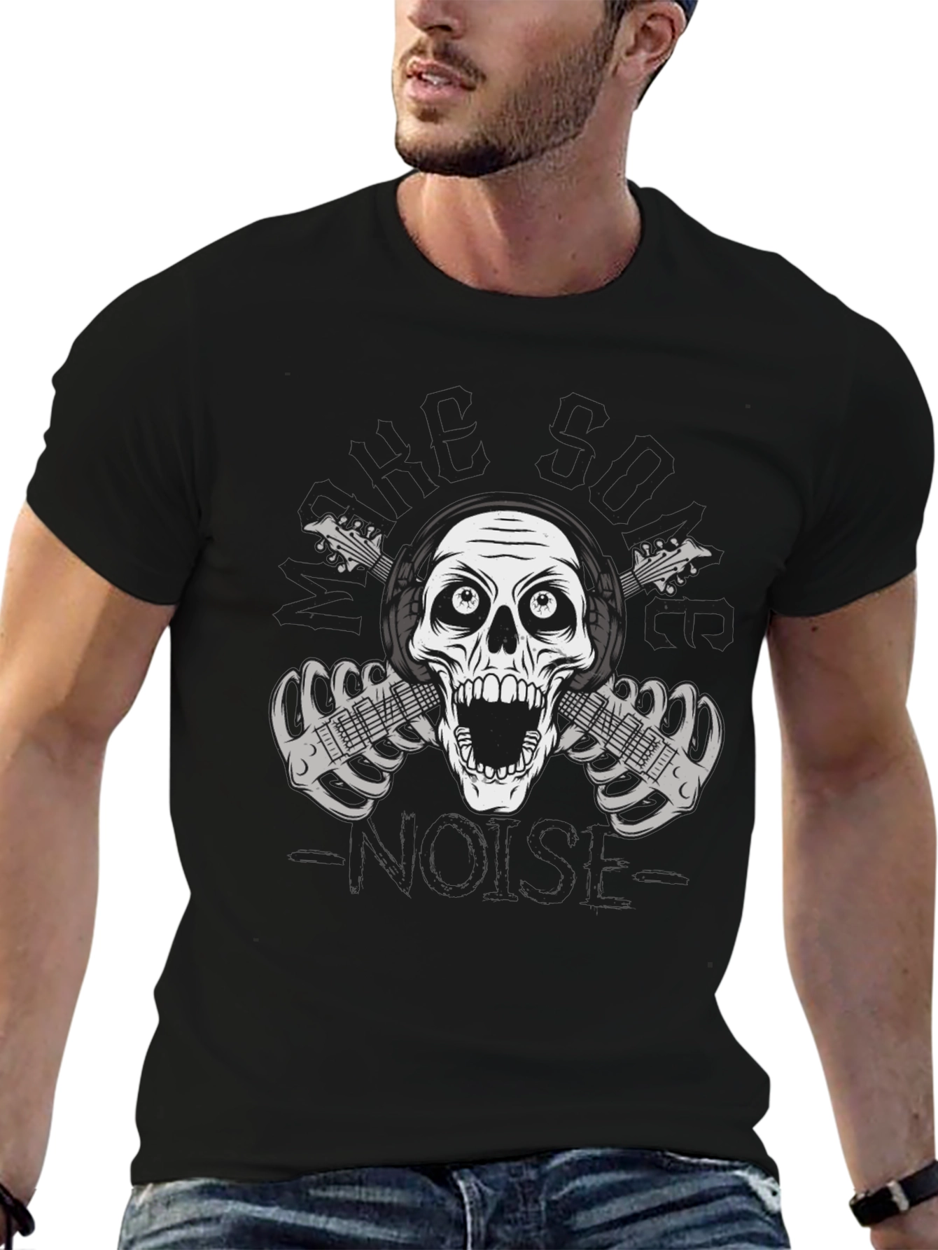 Rock On T-Shirt - Skull & Guitars Graphic Tee