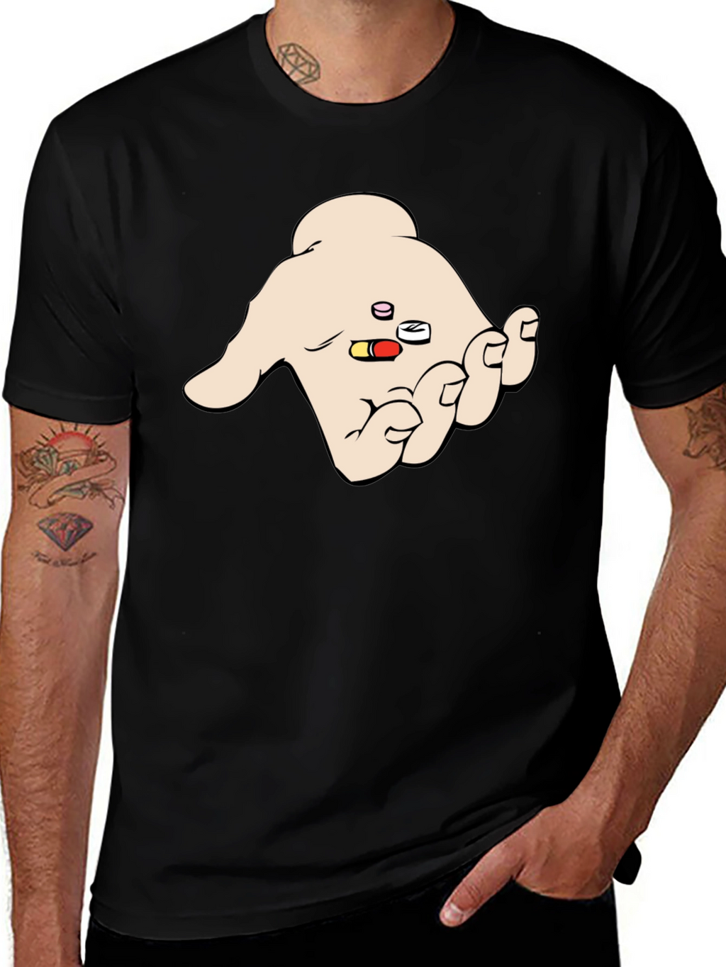 Pills in Hand Graphic T-Shirt