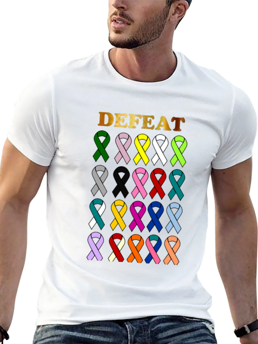 Defeat Cancer Awareness Ribbon T-Shirt