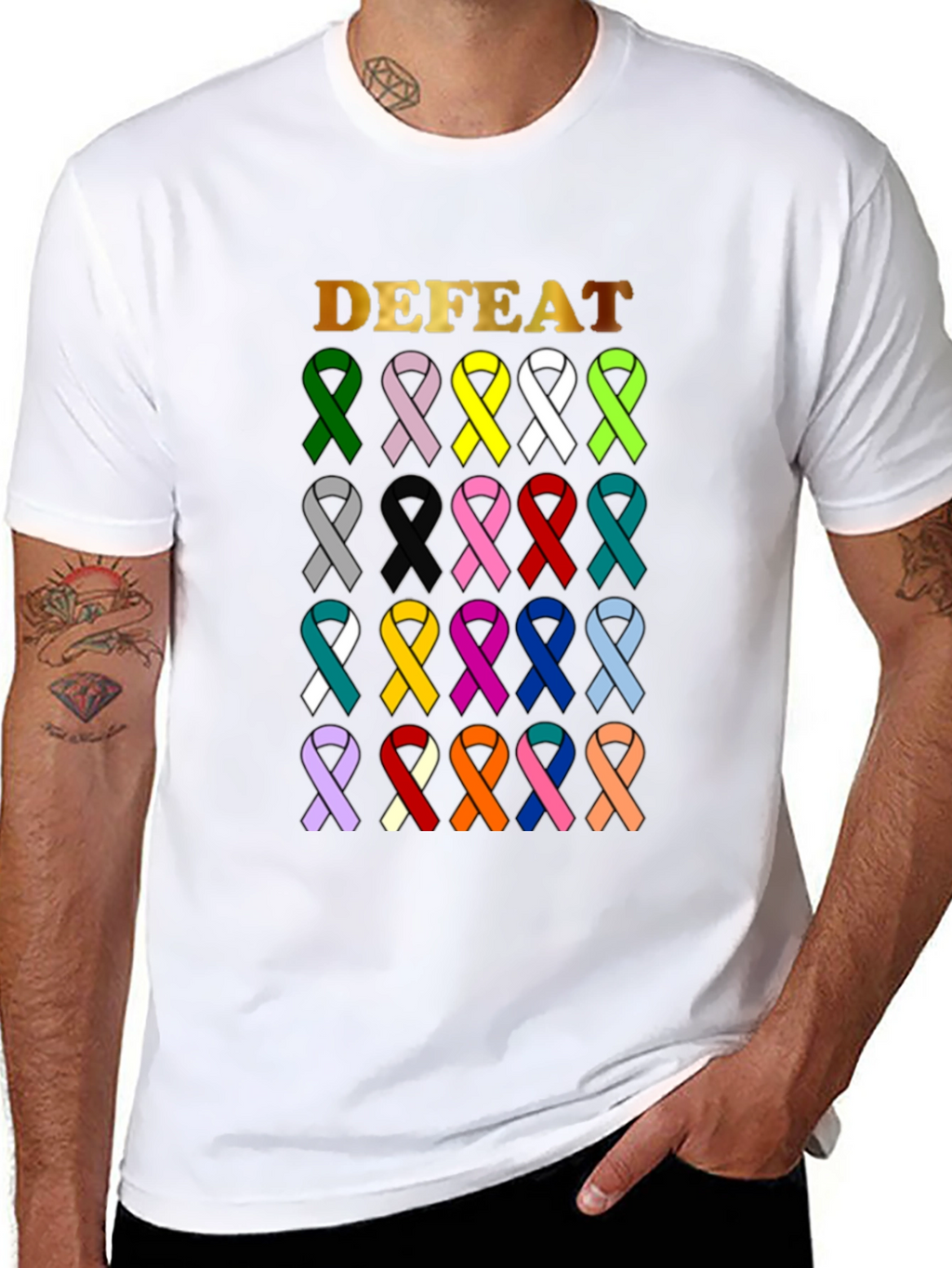 Defeat Cancer Awareness Ribbon T-Shirt