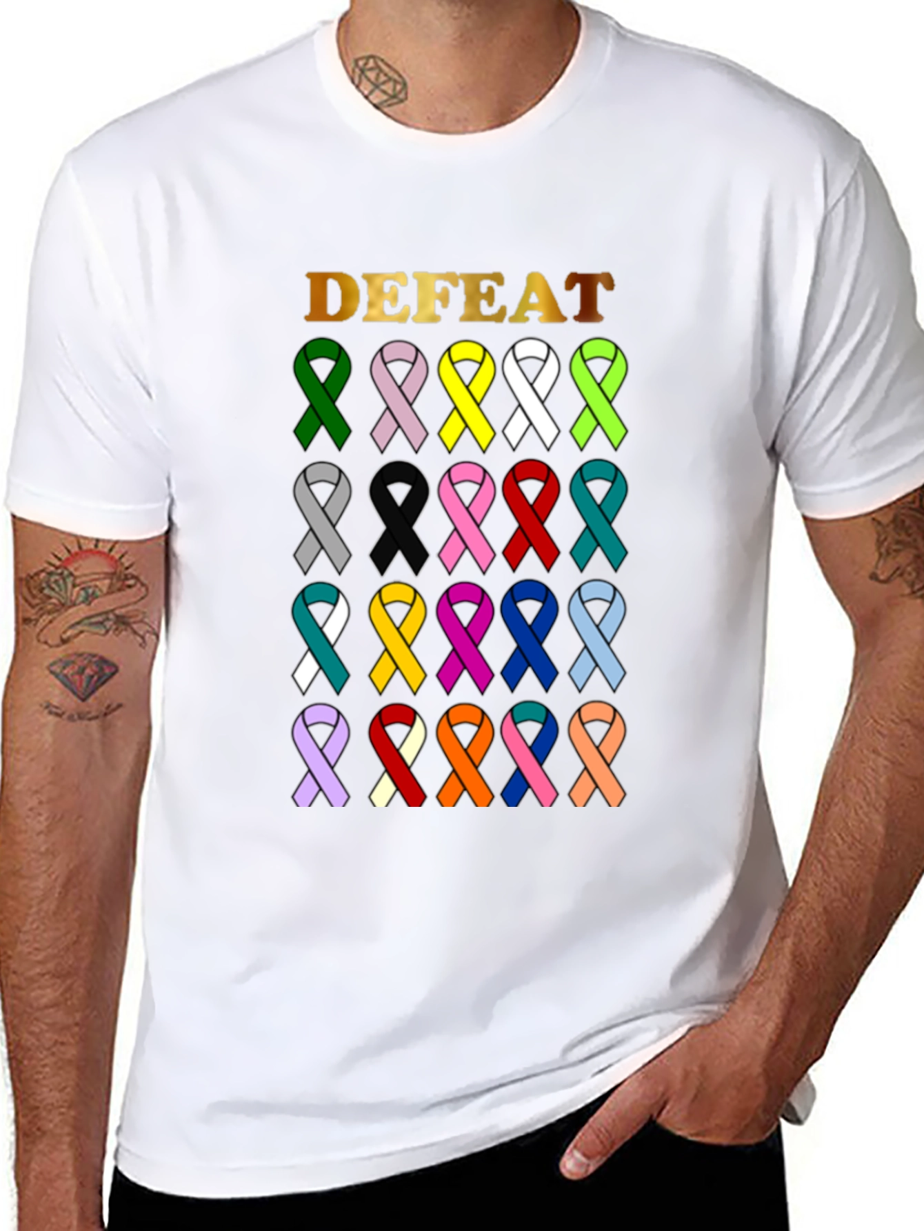 Defeat Cancer Awareness Ribbon T-Shirt