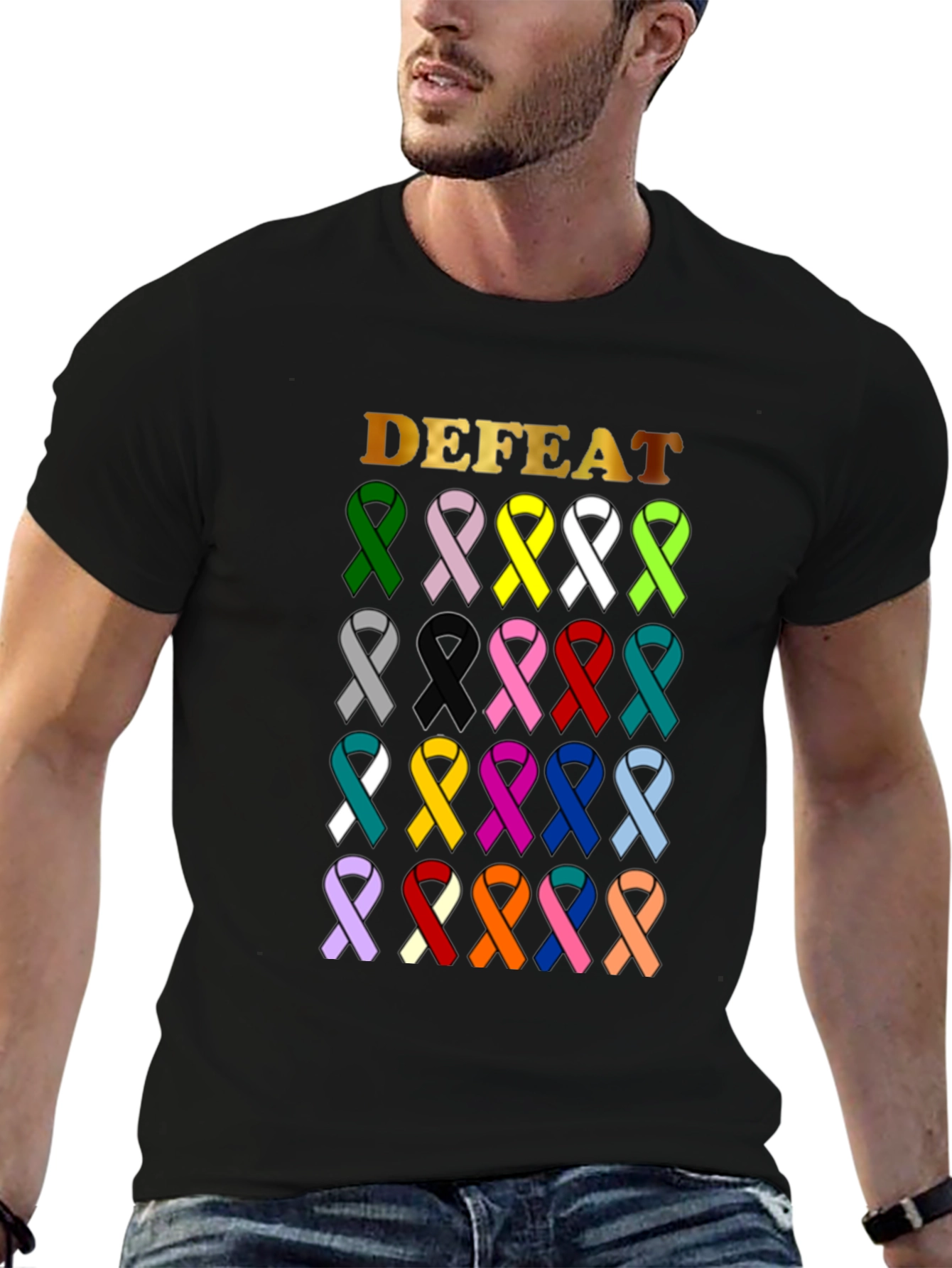Defeat Cancer Awareness Ribbon T-Shirt