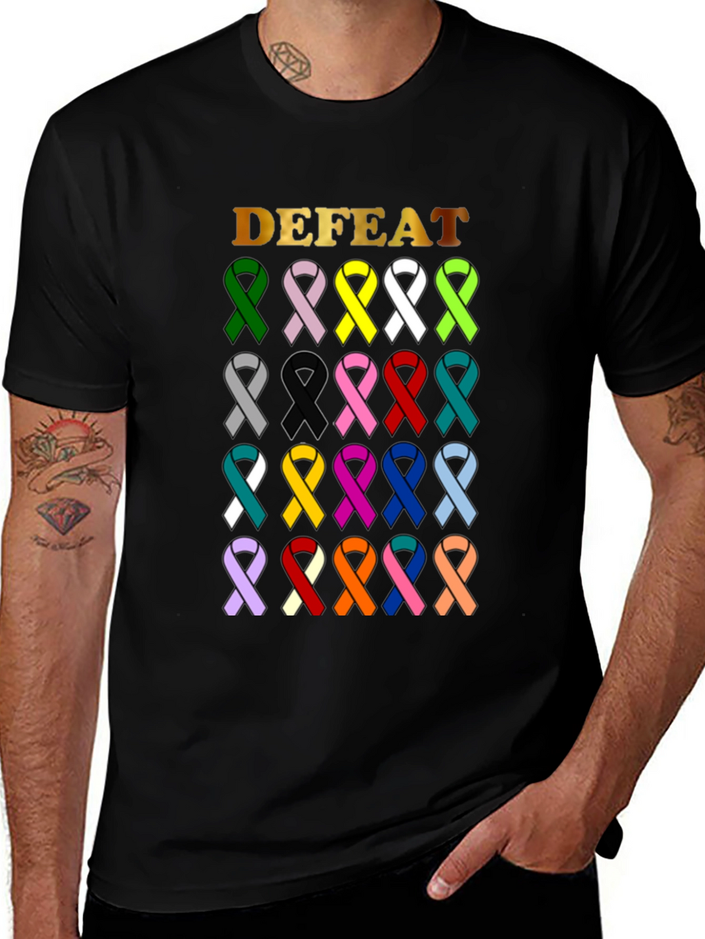 Defeat Cancer Awareness Ribbon T-Shirt