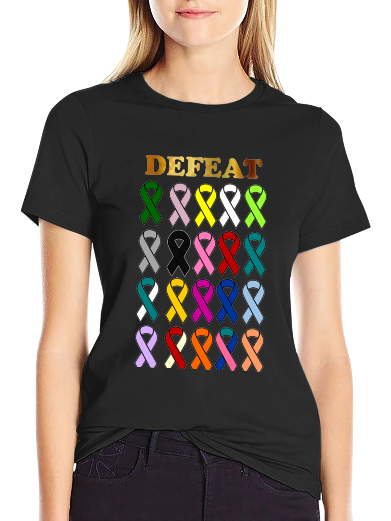 Defeat Cancer Awareness Ribbon T-Shirt