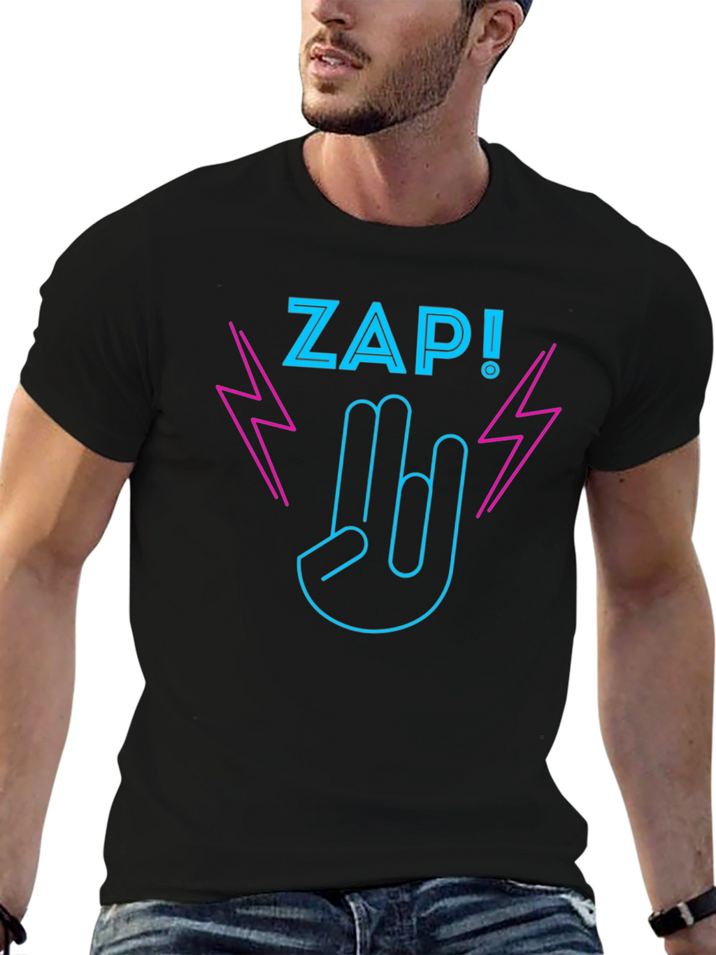 ZAP! Graphic T-Shirt - Rock On Neon Design