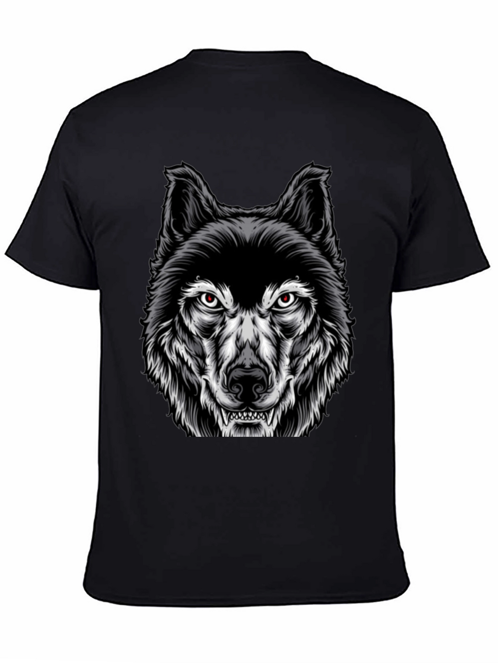 Mens Black Wolf Graphic Print T-Shirt