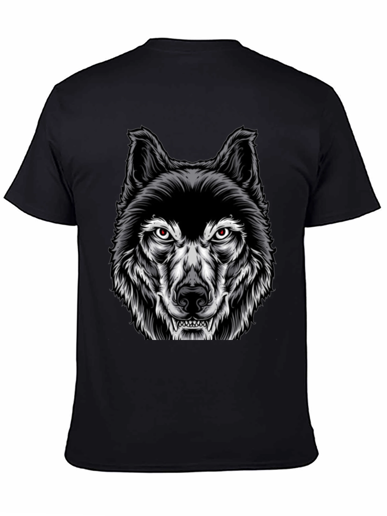 Mens Black Wolf Graphic Print T-Shirt