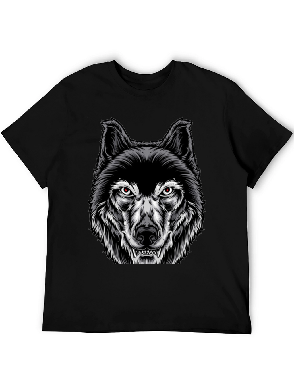 Mens Black Wolf Graphic Print T-Shirt