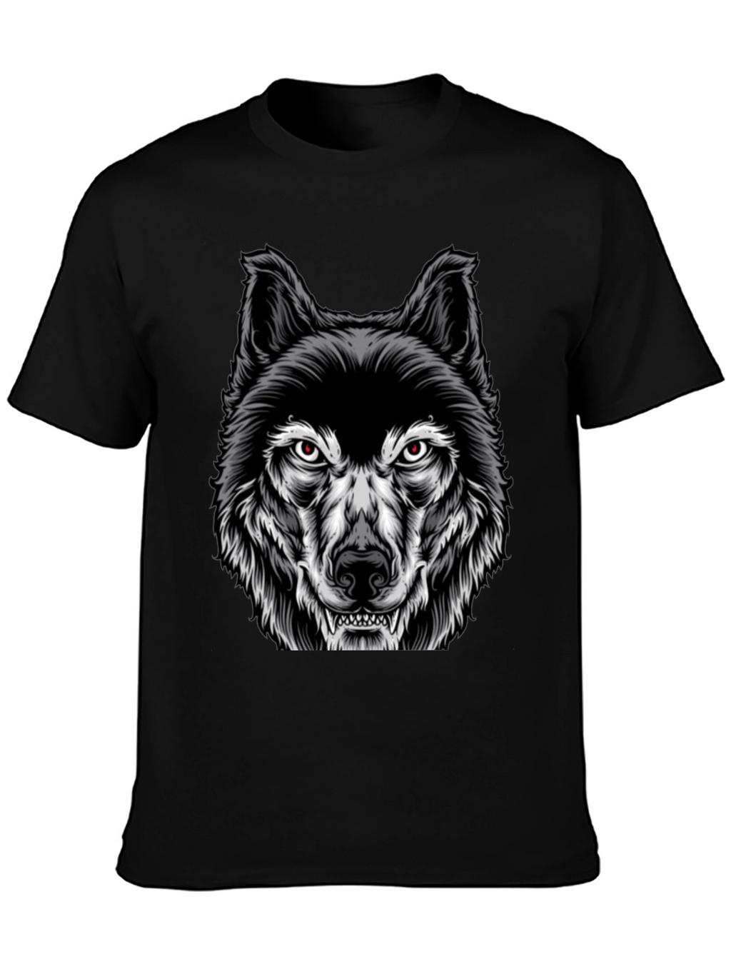 Mens Black Wolf Graphic Print T-Shirt