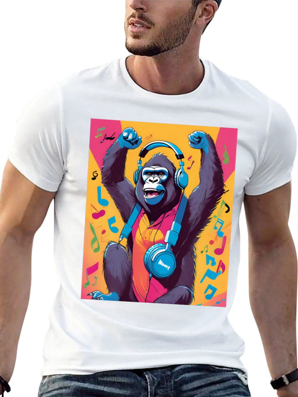 Funky Monkey Tee: Music Lovers Gorilla Graphic T-Shirt