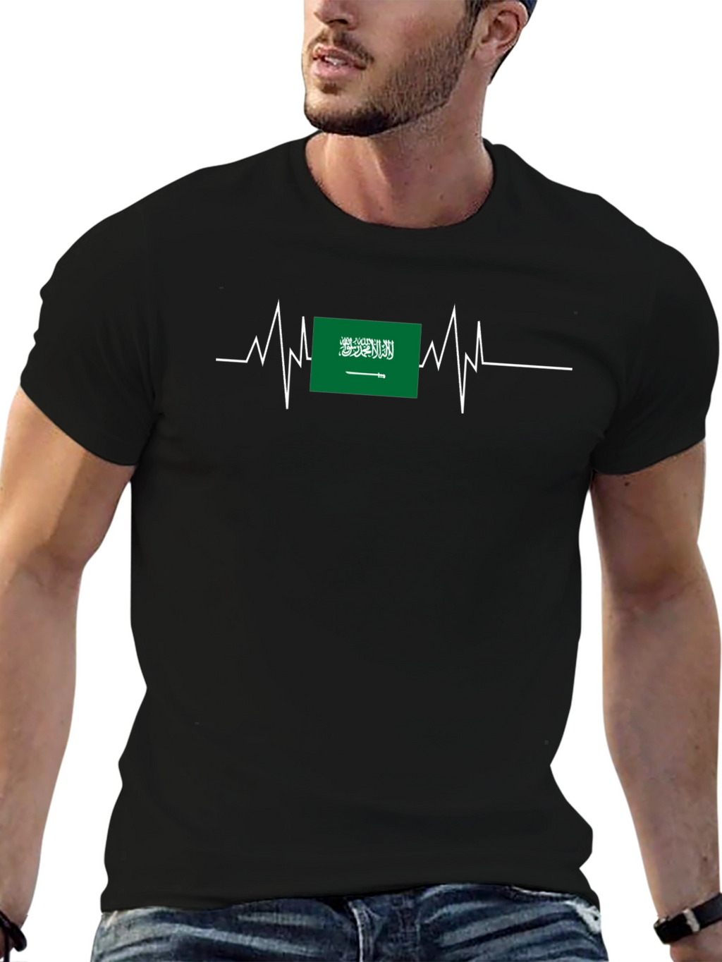 Saudi Arabia Flag Heartbeat T-Shirt