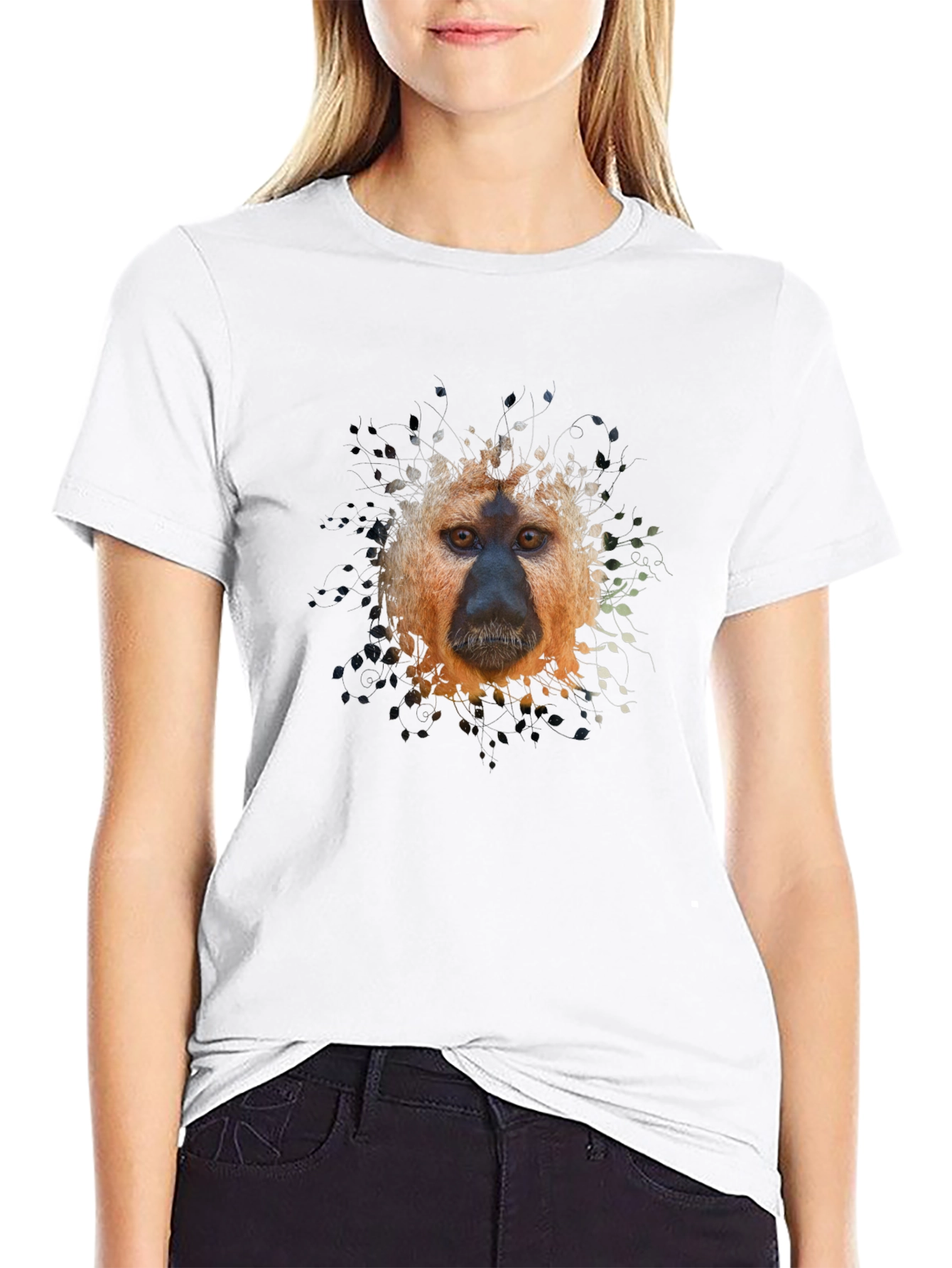 Monkey Portrait Graphic Tee - Black