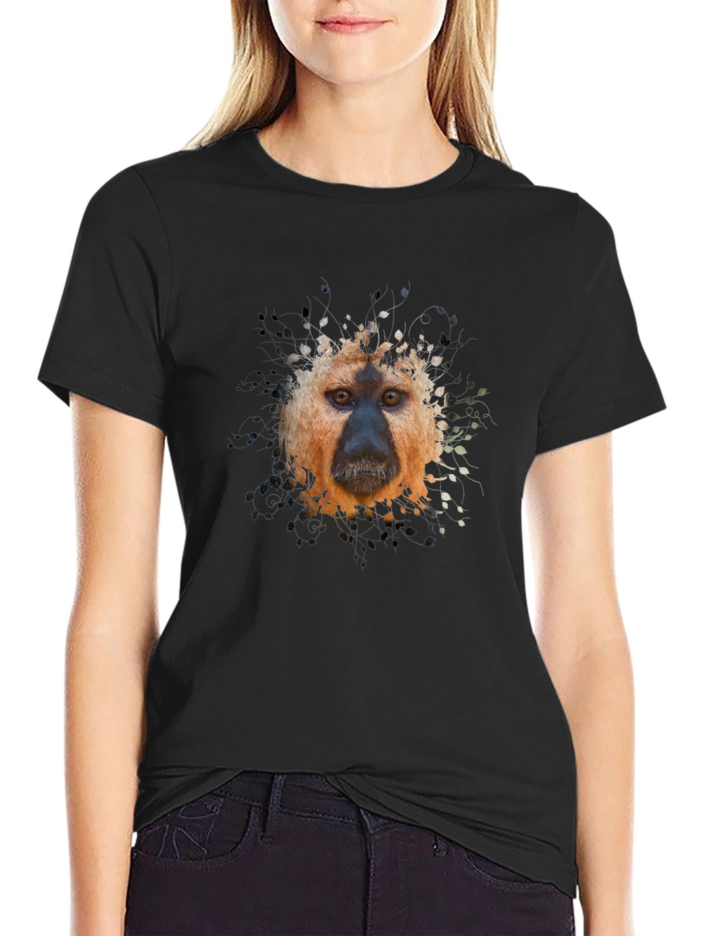 Monkey Portrait Graphic Tee - Black