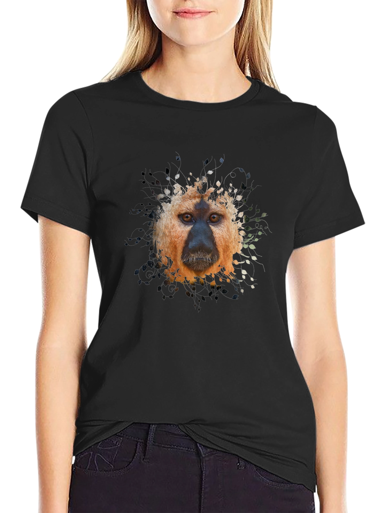 Monkey Portrait Graphic Tee - Black