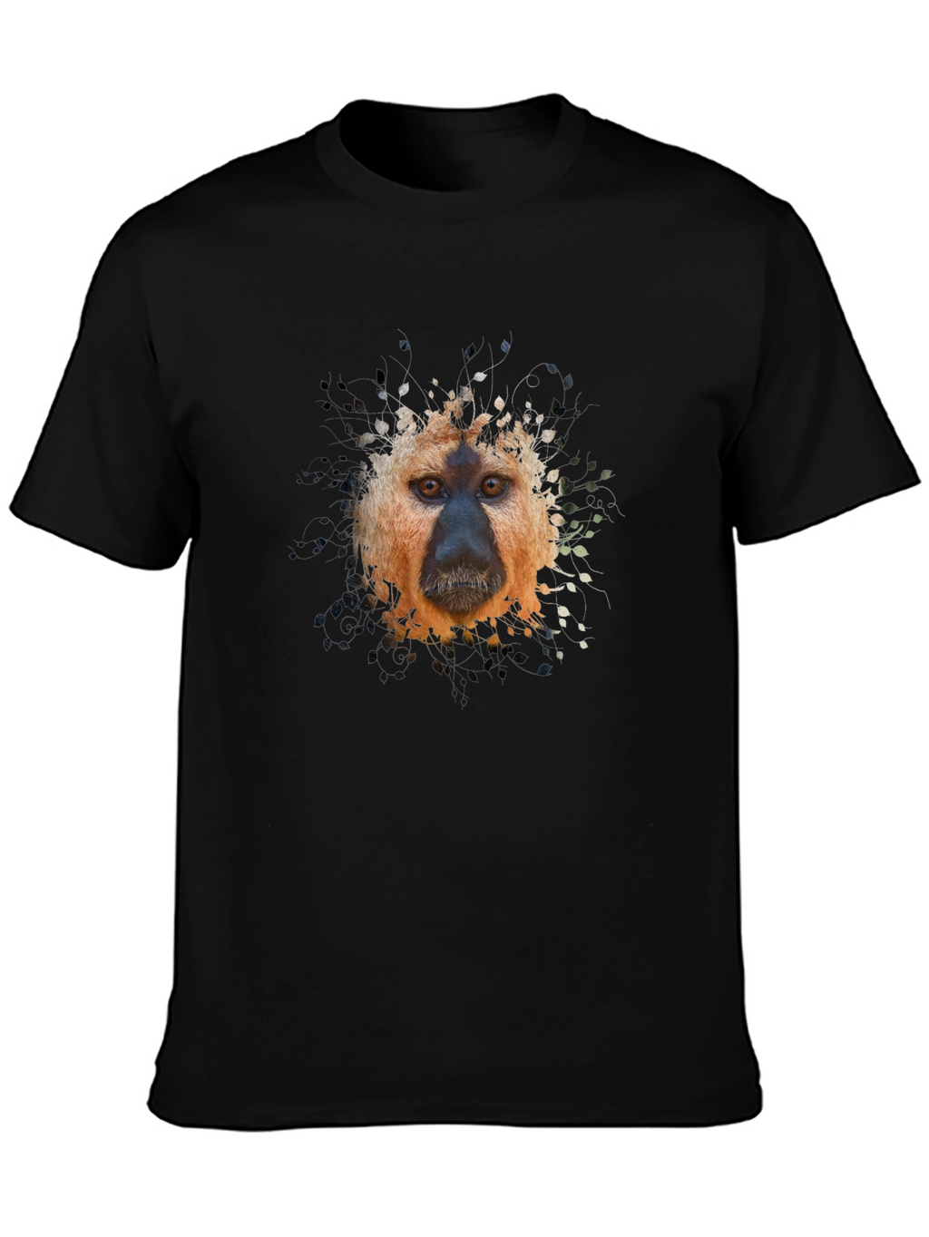Monkey Portrait Graphic Tee - Black