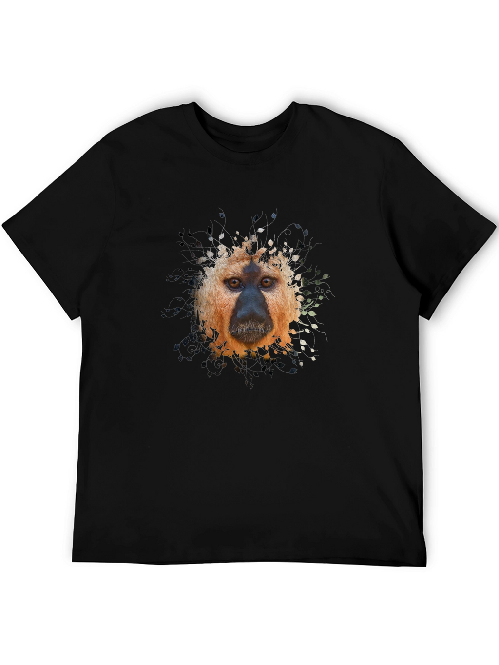 Monkey Portrait Graphic Tee - Black