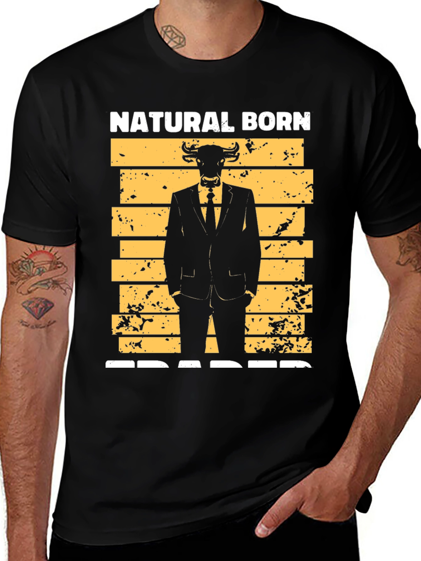 Natural Born Trader Bull Graphic Tee - Stock Market Apparel