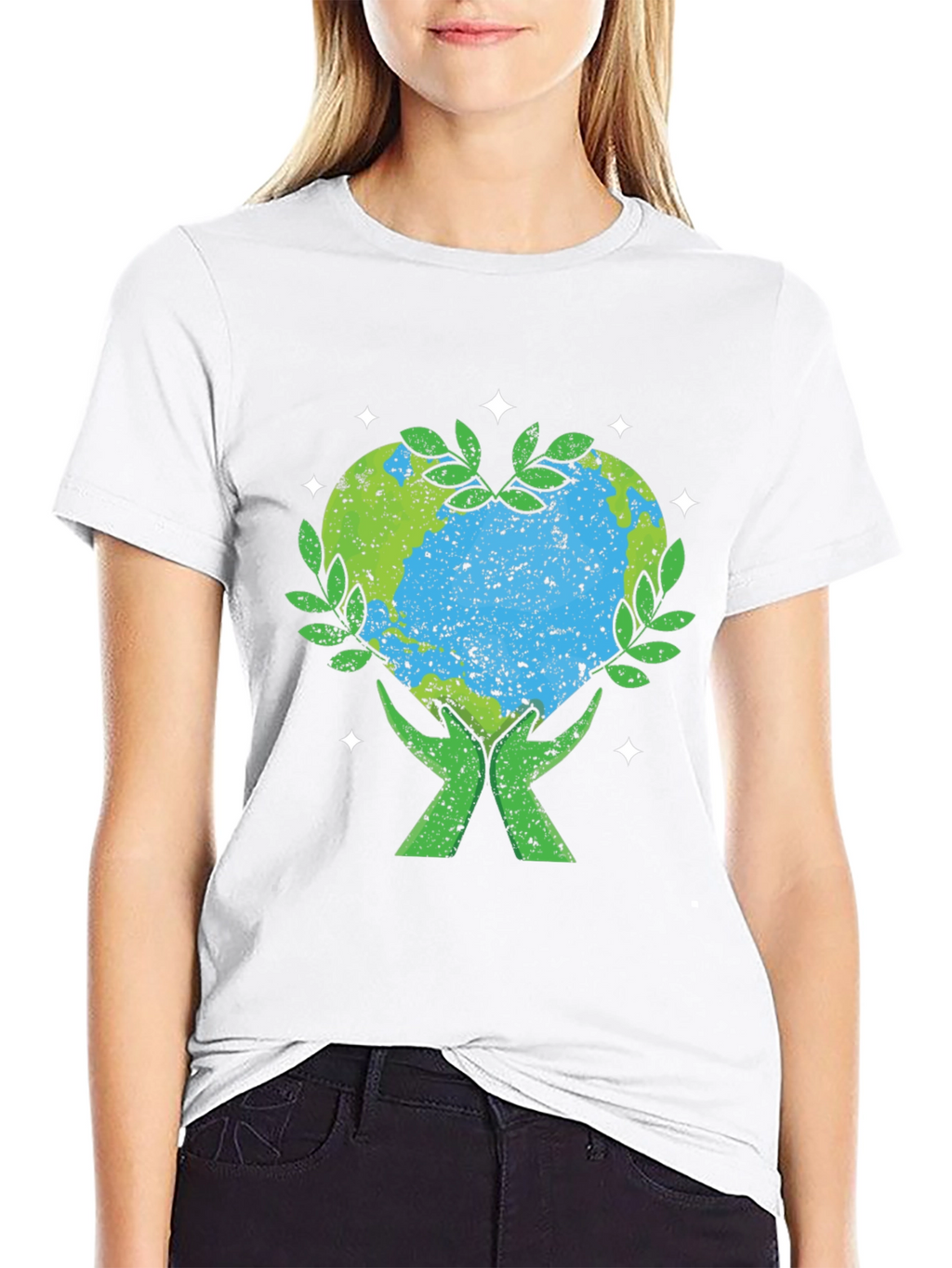 Earth Heart Hands Graphic T-Shirt