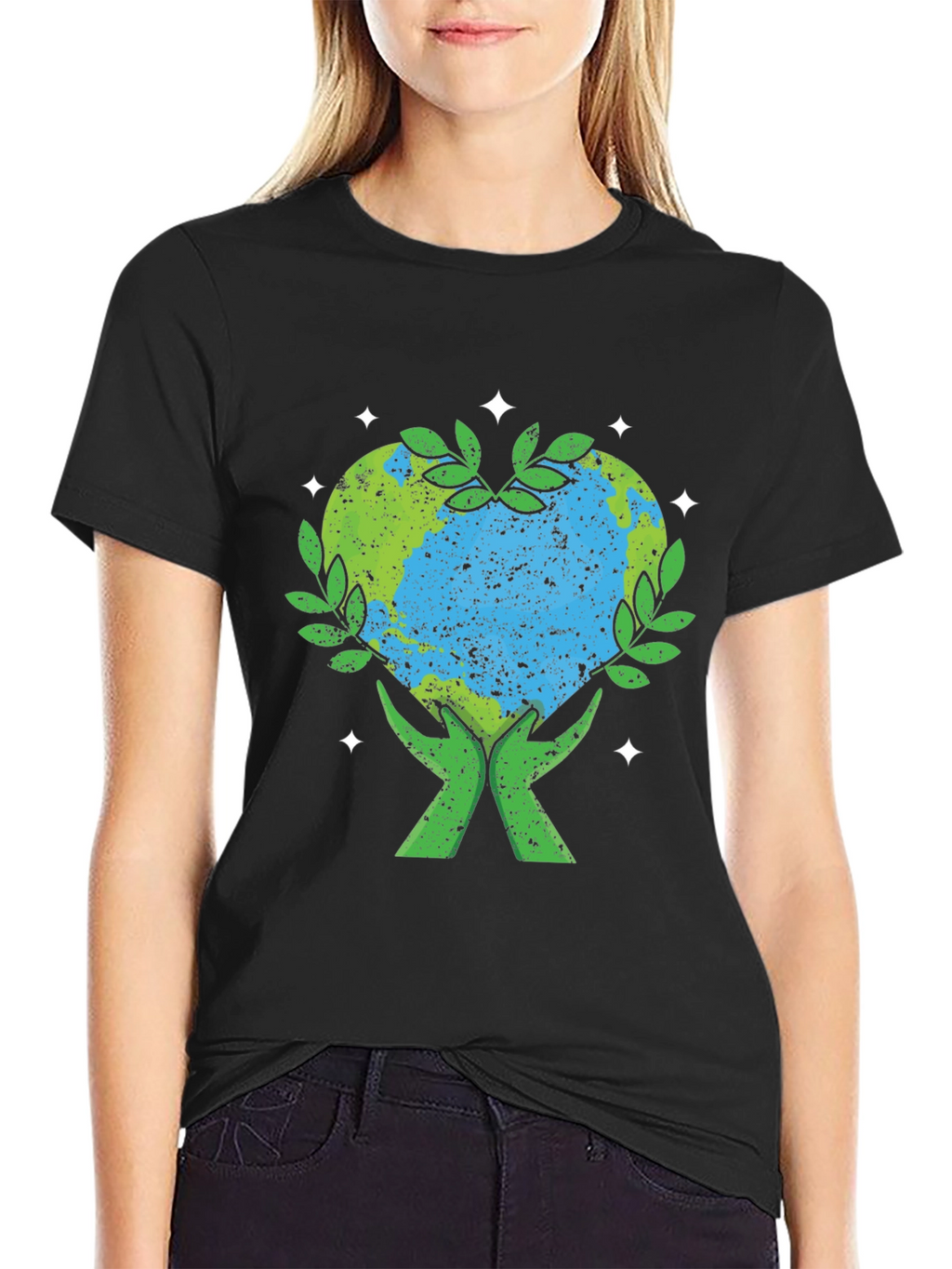 Earth Heart Hands Graphic T-Shirt