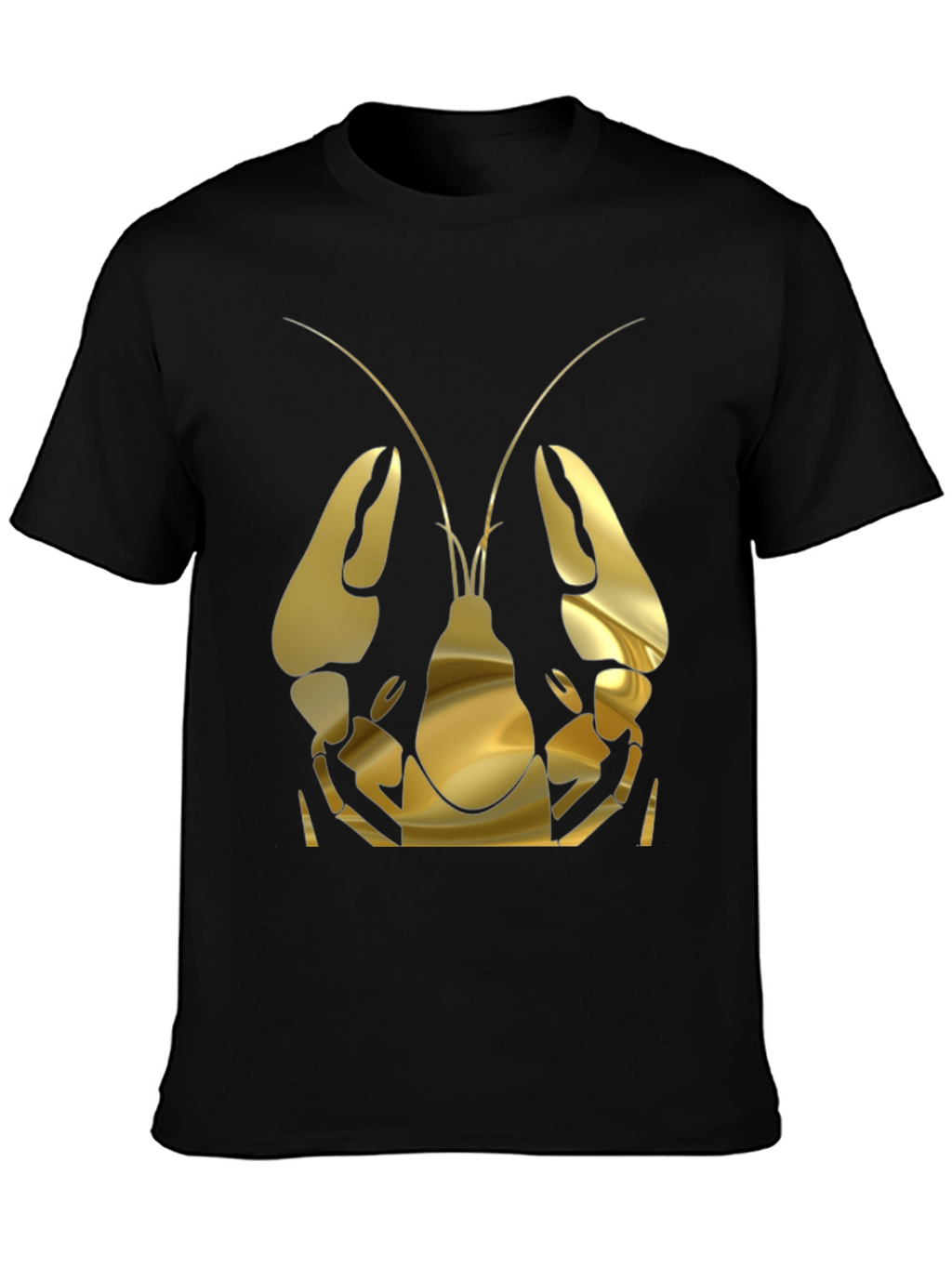 Gold Lobster Graphic Tee - Black Cotton