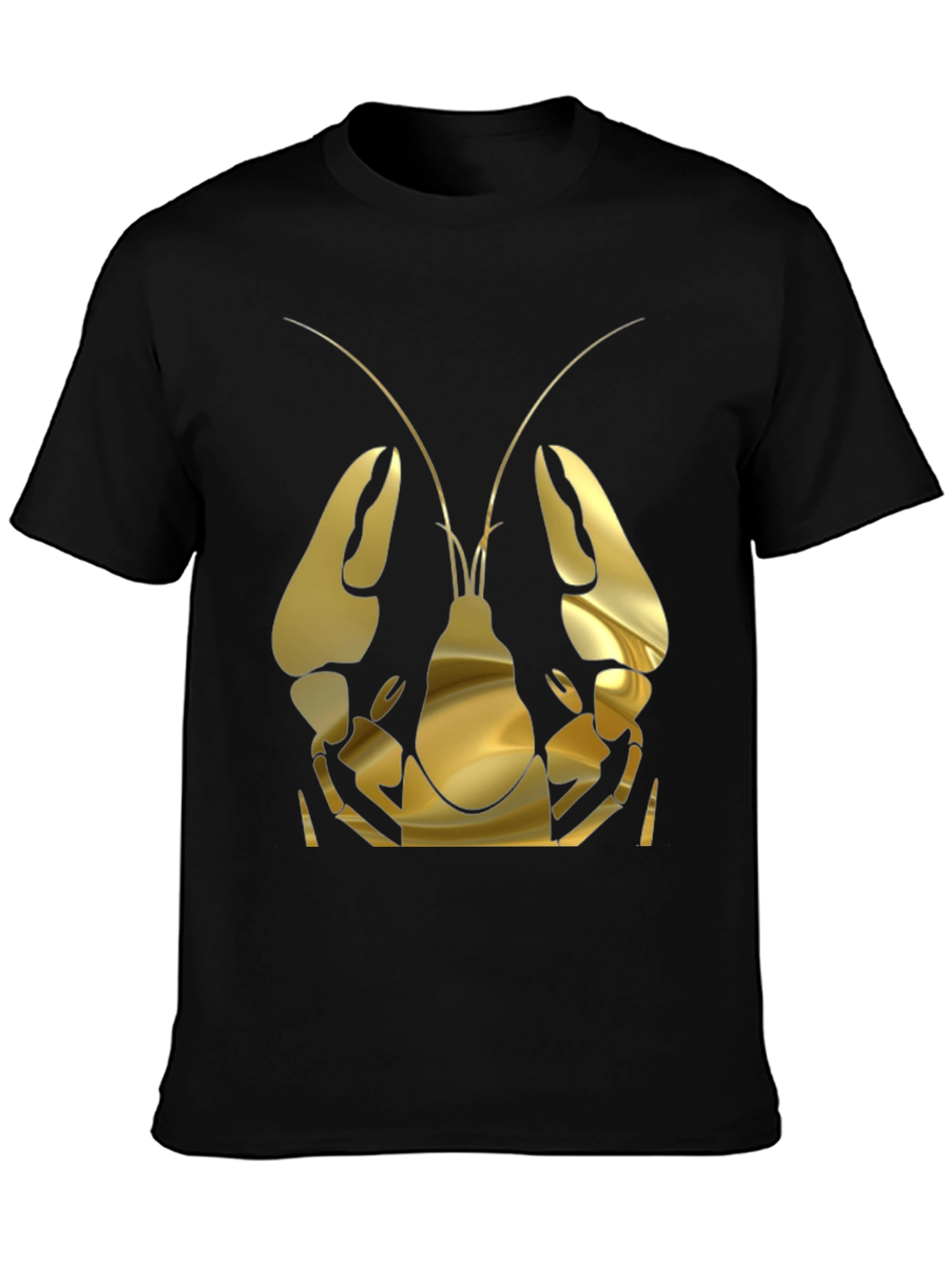 Gold Lobster Graphic Tee - Black Cotton
